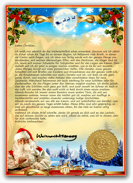 Brief Vom Weihnachtsmann Elfi