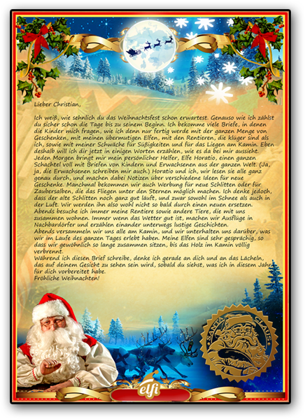 Personalisierter Brief vom Weihnachtsmann für Kinder