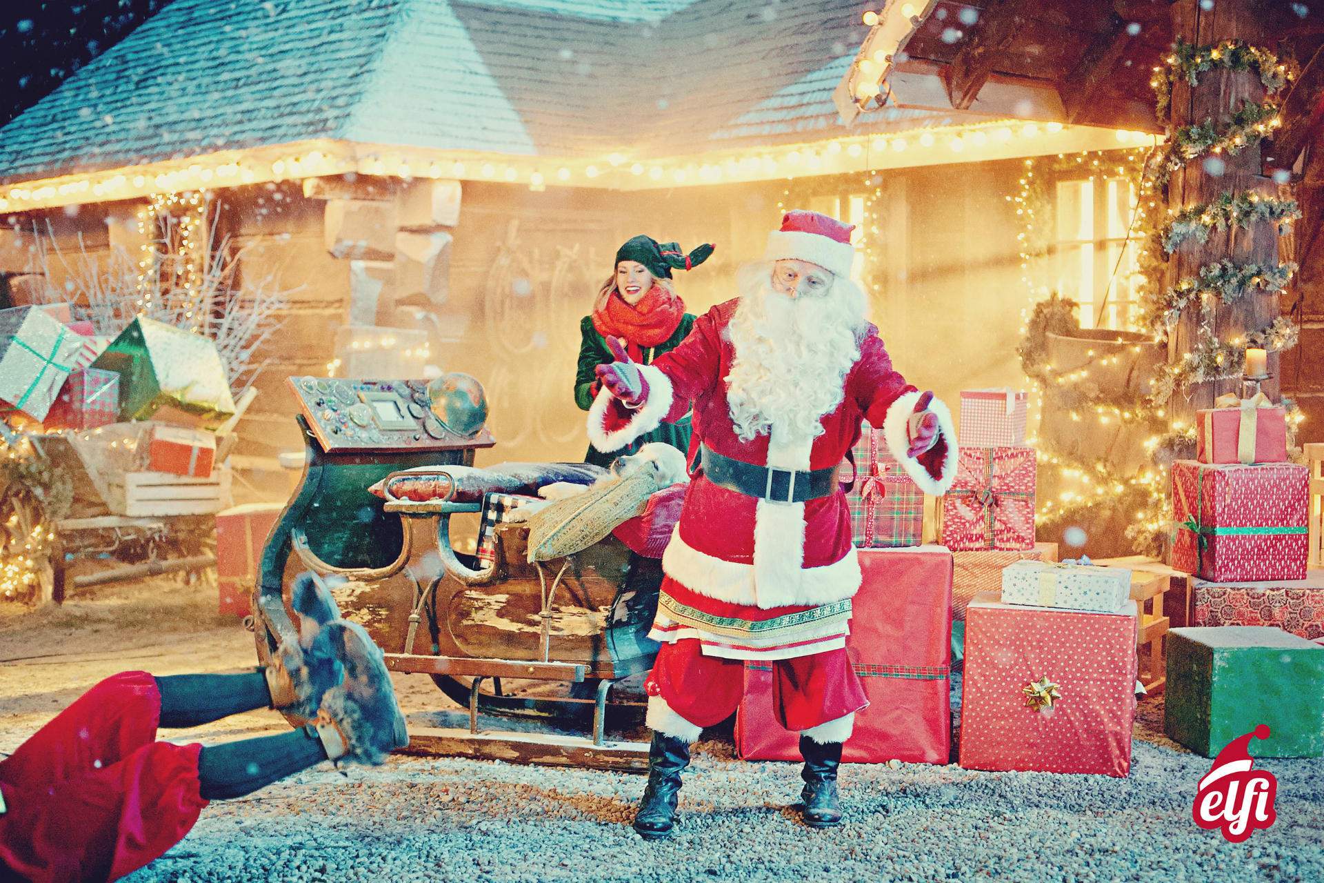 Nikolaus auf Schlitten, ein Weihnachtssymbol