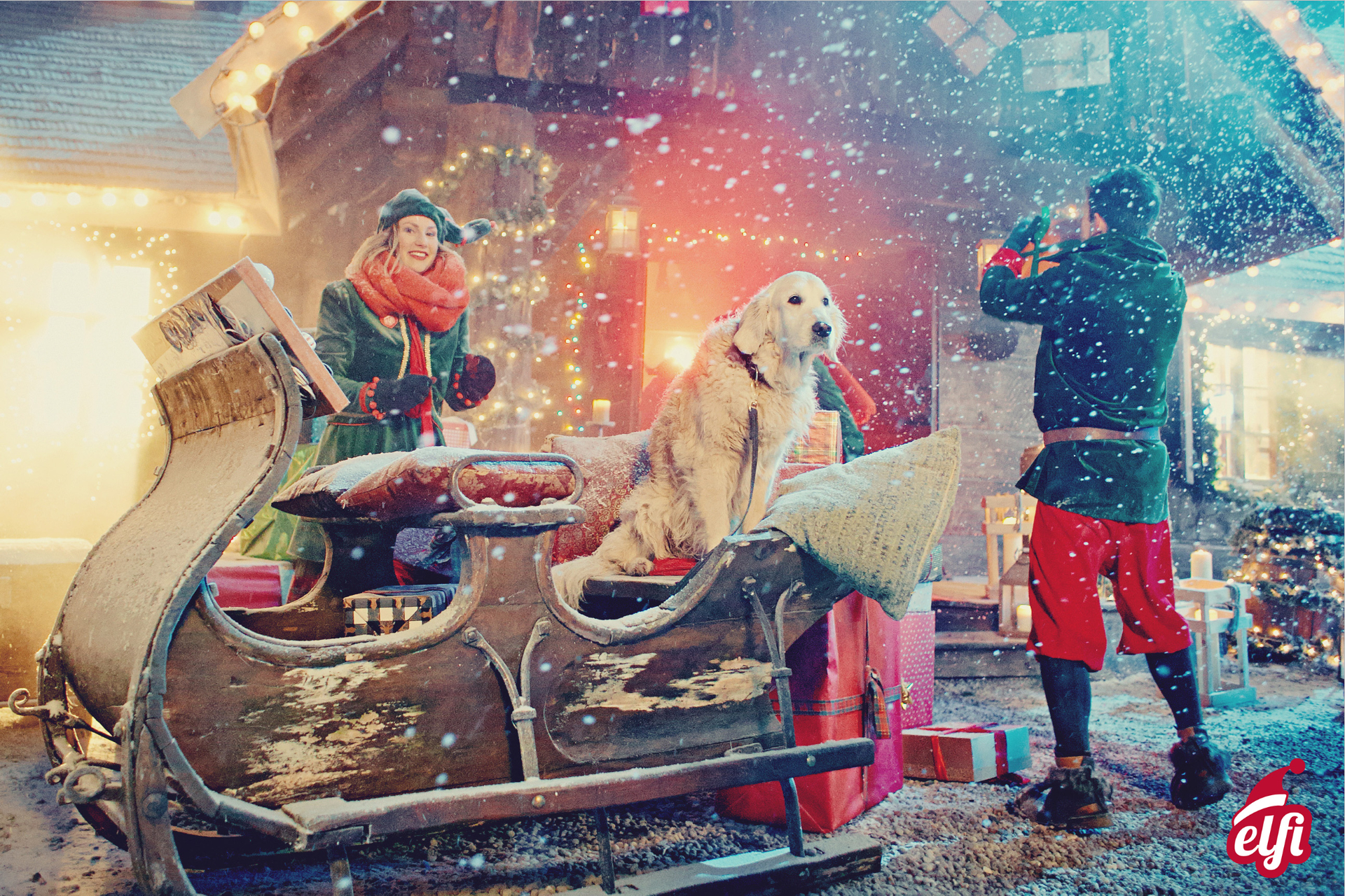 Weihnachtsmann und Schlitten